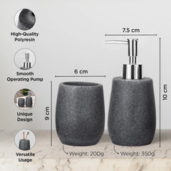 Urbane Home Premium 2-Piece Bathroom Accessories Set | Tooth Brush Holder | Liquid Soap Dispenser (250ml) | Moisture Resistant | Scratch Proof | Black