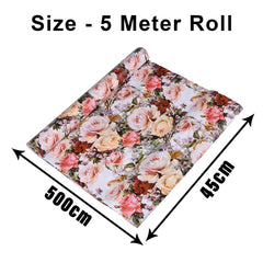 Heart Home Shelf Liner | Kitchen Cabinet Shelf Protector | Kitchen Liners for Cabinets and Drawers | Drawer Liner Mat | Gulab-Design Shelf Liner Roll | Cabinet Mat | 5 MTR | Pack of 2 | White