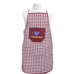 Kuber Industries Checkered Design Cotton 3 Pieces waterproof Apron with Front Pocket (Red, Maroon and Black), CTKTC13755