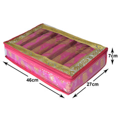 Heart Home Multipurpose Feather Design Laminated 6 Rod Bangle Box/Organizer/Case With Tranasparent Top (Pink)-47HH0237