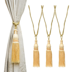 Kuber Industries Tassel Set | Curtain Tie Back Tassel Set | Curtain Holder Tieback | Curtain Tieback | Curtain Holder for Home & Office Décor | Moti Kit Pit Tassel | Pack of 4 | Cream