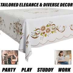 Heart Home Table Cover | PVC Dining Table Cover | Table Cloth | Center Table Cover | Table Cover for Kitchen Table | Alloy Table Cover for Hall Décor | 54 Inch | Brown