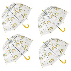 Kuber Industries Transparent Umbrella For Men & Women|Automatic Umbrella For Rain-Pack of 4 (Yellow)
