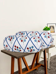 Heart Home Bolster Cover | Cotton Masand Pillow Cover | Diwan Round Bolster Pillow Covers | Bolster Cushion Pillow Cover Set | Roll Masand Cover | Flower Katli | Pack of 2 | White & Blue