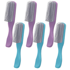 Kuber Industries Hair Brush | Flexible Bristles Brush | Hair Brush with Paddle | Straightens & Detangles Hair Brush | Suitable For All Hair Types | Hair Brush Styling Hair | Set of 6 | Purple & Blue