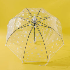 Kuber Industries Transparent Umbrella For Men & Women|Automatic Umbrella For Rain-Pack of 6 (White)