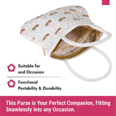 Heart Home Hand Bag|Traditional Hand Bag|Silk Wallet Hand Bag|Woman Tote Hand Bag|Ladies Purse Handbag|Gifts Hand Bag|Curved Shape Embroidery Hand Bag|Cream