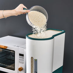 Kuber Industries Pack of 3 Kitchen Storage Dispenser| Moisture Proof Dust Proof | Rice Cereal Dal Storage Dispenser Box| Transparent Metering Cylinder| Measurable Cup | 2021 | White