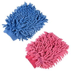 Heart Home Gloves | Microfiber Cleaning Gloves | Chenille Mitts for Kitchen | 50 GSM Hand Duster for Kitchen | Hand Gloves For Car | Duster for Glass | Pack of 2 | Multi