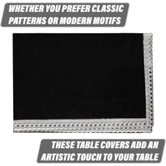 Heart Home Dining Table Cover | Tabletop Cover | Table Buffet Cover | Table Linen Cover | 6-Seater Table Cloth | Table Cloth Cover | Small Silver Lace | DTC | 60x90 Inch | Black Transparent