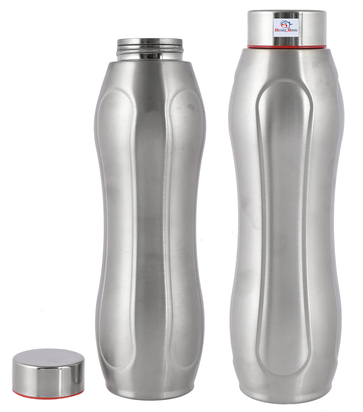 Heart Home Lightweight Odour Free Stainless Steel Fridge Water Bottle/Refrigerator Bottle/Sports Bottle, 1000 ML- Pack of 2 (Silver)-HS42KUBMART25180