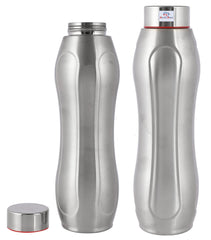 Heart Home Lightweight Odour Free Stainless Steel Fridge Water Bottle/Refrigerator Bottle/Sports Bottle, 1000 ML- Pack of 2 (Silver)-HS42KUBMART25180