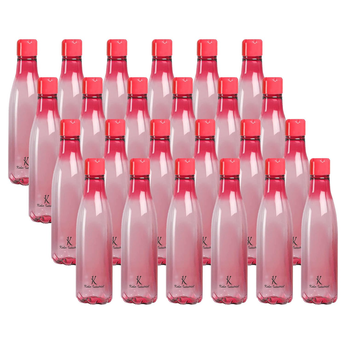 Kuber Industries BPA Free Plastic Water Bottles | Unbreakable, Leak Proof, 100% Food Grade Plastic | for Kids & Adults | Refrigerator Plastic Bottle Set of 4|Pink (Pack of 6)