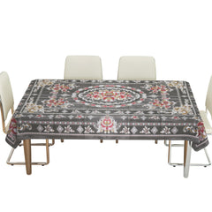 Heart Home Dining Table Cover | PVC Table Cloth Cover | 6 Seater Table Cloth | Table Protector | Table Cover for Dining Table | Passion Flower | 60x90 Inch | DTC | Gray