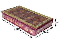 Heart Home Feather Design Laminated 5 Rod Box, Organizer For Bangle, Watches, Bracelets, Jewellery With Tranasparent Top (Maroon)-47HH0210