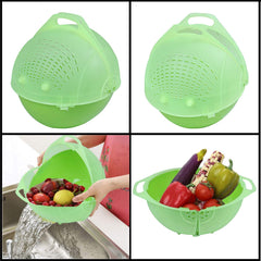 Kuber Industries Plastic Solid Washing Bowl Strainer - 2 Pieces, Multicolour