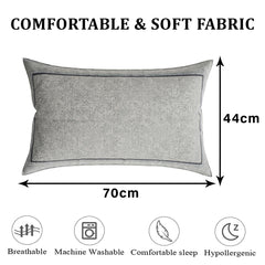 Heart Home Pillow Cover | Cotton Pillow Cover | Pillow Cover for Bedroom | Cushion Pillow Cover for Living Room | Khakhi Printed Pillow Cover Set | Set of 6 | White