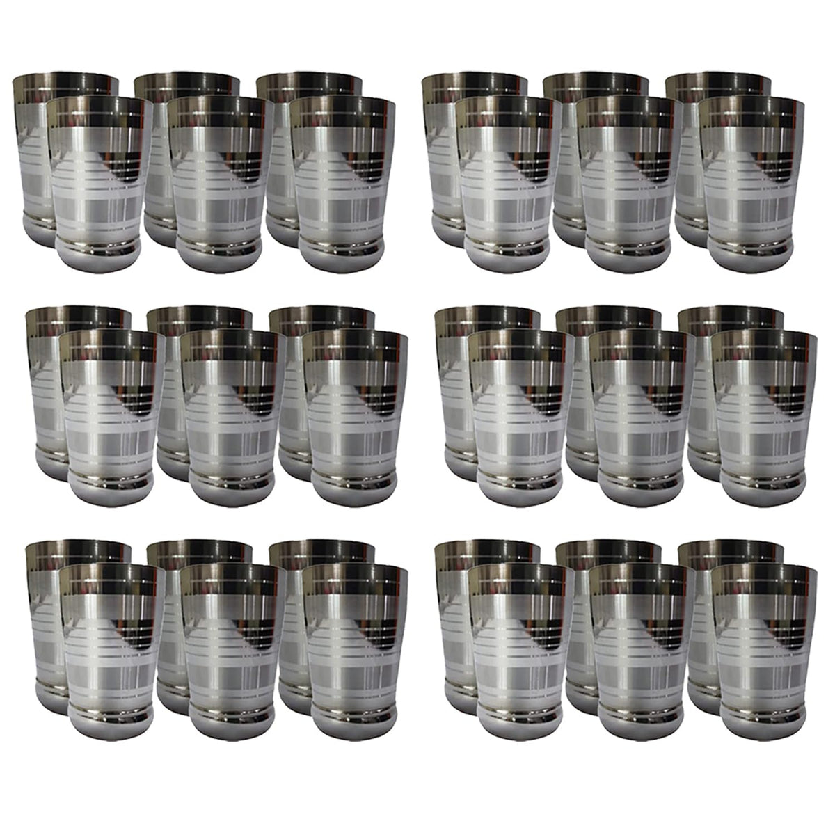 Kuber Industries Stainless Steel Glass Set | Wobble Free Base, Durable | Multipurpose, Elegant Design & Wide Rim | Easy to Clean & Store | Steel Glass Set 6 (Pack of 6)