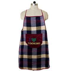 Kuber Industries Checkered Design Cotton 2 Pieces Waterproof Kitchen Apron with Front Pocket (Maroon & Black) - CTKTC40399