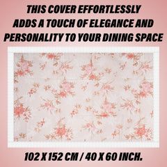 Kuber Industries Center Table Cover | PVC Table Cloth Cover | 4 Seater Table Cloth | Red Flower Table Cover | Table Protector | Table Cover for Center Table | 40x60 Inch | CTC | Cream