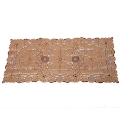 Kuber Industries Embroidered Cotton Table Runner - Cream