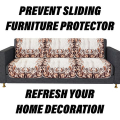 Heart Home Sofa Cover | 3 Seater Sofa Slip Cover Set | Brown Flower Sofa Cover | Velvet Couch Cover | Sofa Slipcover Set | Sofa Cover for Living Room | Cream