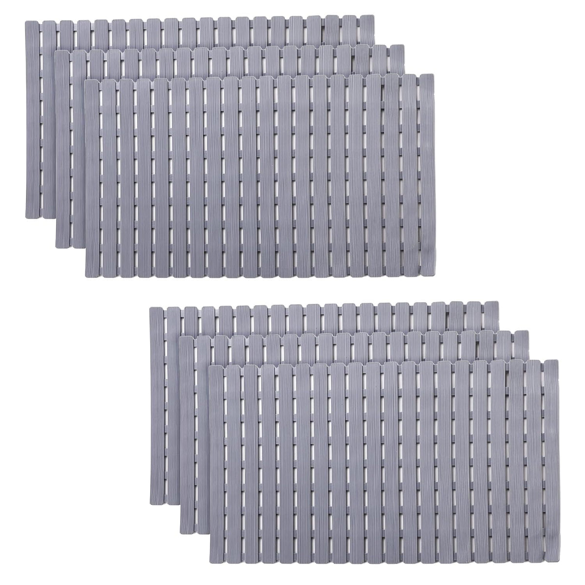 Kuber Industries Bath Mat | PVC Bathroom Mat | Shower Bath Mat | Floor Tub Mat | Bathroom Mud Mat | Anti-Skid Shower Bathroom Mat | JL-01B |Pack of 6| Gray
