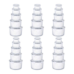 Kuber Industries 30 Pcs Food Containers | Round Storage Box for Fridge | Vegetable Fruit Strainer Basket | Refrigerator Storage Box | Containers With Airtight Lid | HXP00288 | Transparent | Pack of 6