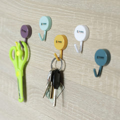 Kuber Industries Sticky Hooks for Wall| Durable & Rust-Proof|Self Adhesive Hook for Easy Installation | Multi-Purpose Wall Hooks for Bathroom, Kitchen, Bedroom | Pack of 10 | Multicolor