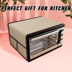 Heart Home Oven Top Cover | Microwave Oven Top Cover | Microwave Cover with 4 Utility Pockets | Oven Cover for Kitchen Décor | Dot Design Oven Top Cover | 28 LTR | Golden