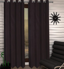 Kuber Industries 6 Pieces Polyester Eyelet Door Curtain 7 Feet (Brown)-Ctktc14341