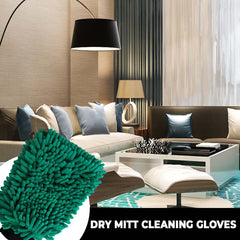 Homestic Pack of 2 Chenille Dry Mitt Gloves|Multi-Purpose Gloves for Kitchen, Home & Laptop Cleaning|Lint & Scratch Free|Super Absorbent|Extra Large But Light Weight |FH8059|Emerald Green