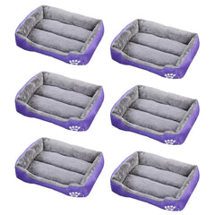 Kuber Industries Dog & Cat Bed|Super Soft Plush Top Pet Bed|Oxford Cloth Polyester Filling| Washable Dog Bed|Rectangular Cat Bed with Rise-Edge Pillow|QY036P-L|Purple(Pack of 6)
