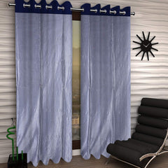Kuber Industries Shining 2 Pieces Sheer Door Curtains Silk Look Semi Transparent Voile Grommet Elegance Curtains for Living Dining Room, Bedroom Drapes 48 x 84 Inch Long, (Grey) - CTKTC040554