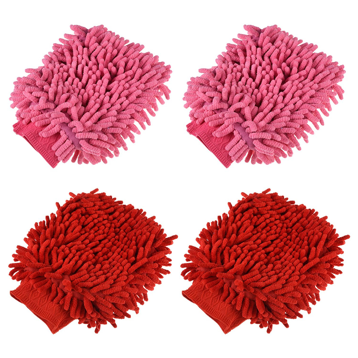 Heart Home Gloves | Microfiber Cleaning Gloves | Chenille Mitts for Kitchen | 50 GSM Hand Duster for Kitchen | Hand Gloves For Car | Duster for Glass | Pack of 4 | Multi