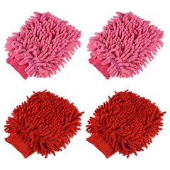 Heart Home Gloves | Microfiber Cleaning Gloves | Chenille Mitts for Kitchen | 50 GSM Hand Duster for Kitchen | Hand Gloves For Car | Duster for Glass | Pack of 4 | Multi