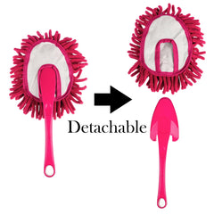 Kuber Industries Car Duster | Cleaning Duster with Handle | Dust Cleaning Brush | Kitchen Cleaning Brush | Car Dashboard Brush | Dry-Wet Cleaning Brush | Small | Pack of 2 | Pink