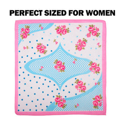 Kuber Industries Handkerchief | Premium Cotton Fabric | Women's Handkerchief | Ladies Rumal | Women's Hankies | Hankies for Girls | Border Printed Surbhi | Pack of 12 | Large | White