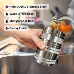 Kuber Industries Stainless Steel Glass Set of 6 for Water, Juice, Milk & Lassi | Wobble Free Base Steel Glasses for Home & Kitchen | Pani Ke Glass - 300ml Each | (KI1)-AMRAPALI-Silver