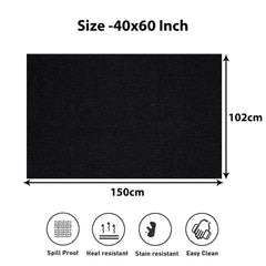 Heart Home Center Table Cover | Luxurious Jute Fabric Coffee Table Cover | Table Protector Cloth for Everyday Use | 40x60 Inch | Black
