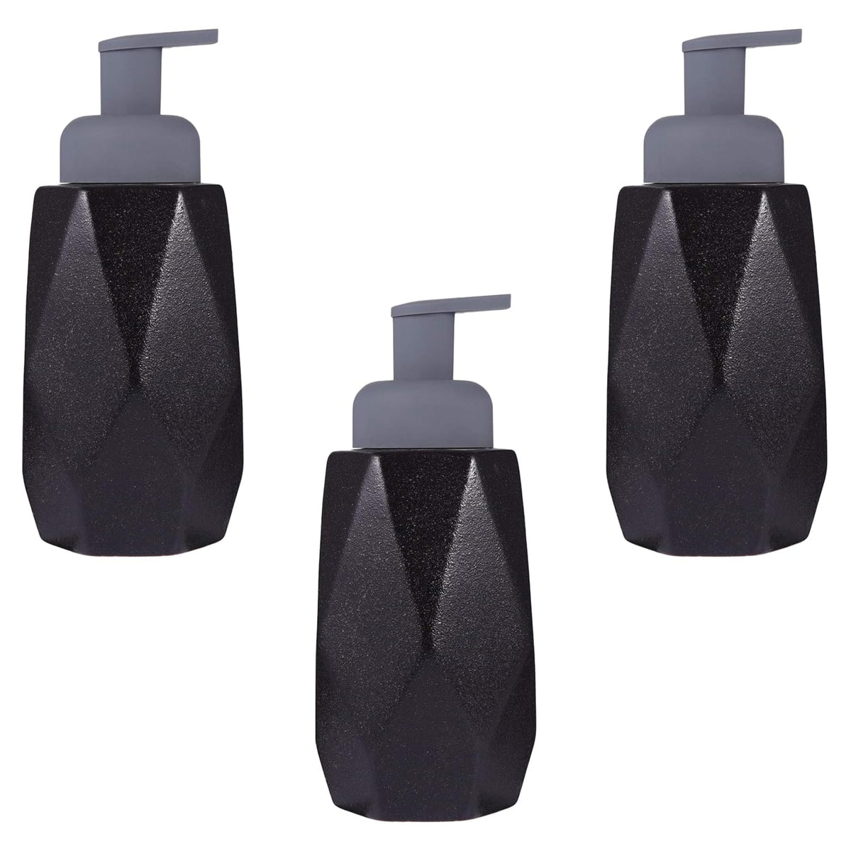Heart Home Foam Soap Dispenser | Stoneware | Ceramic Handwash Bottle for Kitchen | Soap Dispenser for Wash Basin | Bathroom Accessories (Pack of 3)