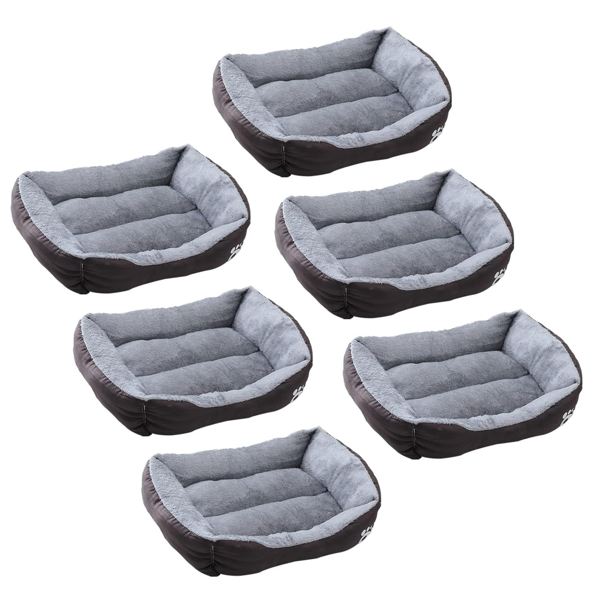 Kuber Industries Dog & Cat Bed|Polyester Face with Cotton & Polyester Filling|Comfortable and Durable|Rectangle Pet Bed for Enhanced Stretching Space|Machine Wash|QY036BR-M|Brown (Pack of 6)