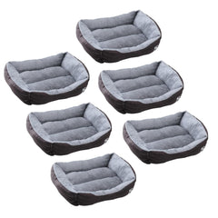 Kuber Industries Dog & Cat Bed|Polyester Face with Cotton & Polyester Filling|Comfortable and Durable|Rectangle Pet Bed for Enhanced Stretching Space|Machine Wash|QY036BR-M|Brown (Pack of 6)