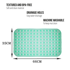 Kuber Industries Bath Mat | PVC Bathroom Mat | Shower Bath Mat | Transparent Round Floor Tub Mat | Foot Massager Mat | Anti-Skid Shower Mat with Drain Holes | Pack of 2 | Green