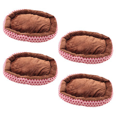 Kuber Industries Dog & Cat Bed|Soft Plush Top Pet Bed|Oxford Cloth Polyester Filling|Medium Washable Dog Bed|Circular Cat Bed with Rise-Edge Pillow|QY039PC-L|Pink & Coffee(Pack of 4)