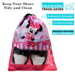 Heart Home Disney Minnie Shoe Cover | Travel Shoe Storage Bags | Polyester Storage Bag | Drawstring Shoe Cover | Shoe Organizer with Clear window | Pack of 6 | Pink