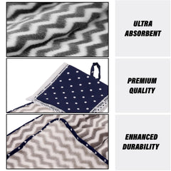Heart Home Napkin | Washbasin Hanging Napkin | Kitchen Towel with Ties | Napkin for Kitchen | Zig Zag Napkin for Bathroom | Hand Towel for Kitchen | Pack of 2 | Multi