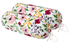 Kuber Industries Bolster Cover|Soft Bolster Pillow Cover For Bedroom, Living Room|Bolster Cover Set of 2|WHITE & PINK