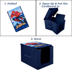Heart Home Marvel Spider-Man Shirt Stacker|Foldable Shirt Stacker for Cloth|Non-Woven Wardrobe Organizer for Home With Lid (Blue)