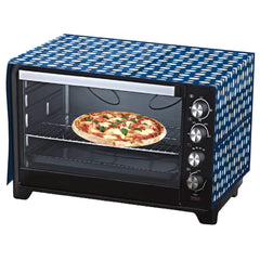 Heart Home Dot Printed PVC Microwave Oven Top Dust Oil Proof Cover, Protective Cover with 4 Utility Pockets (Blue)